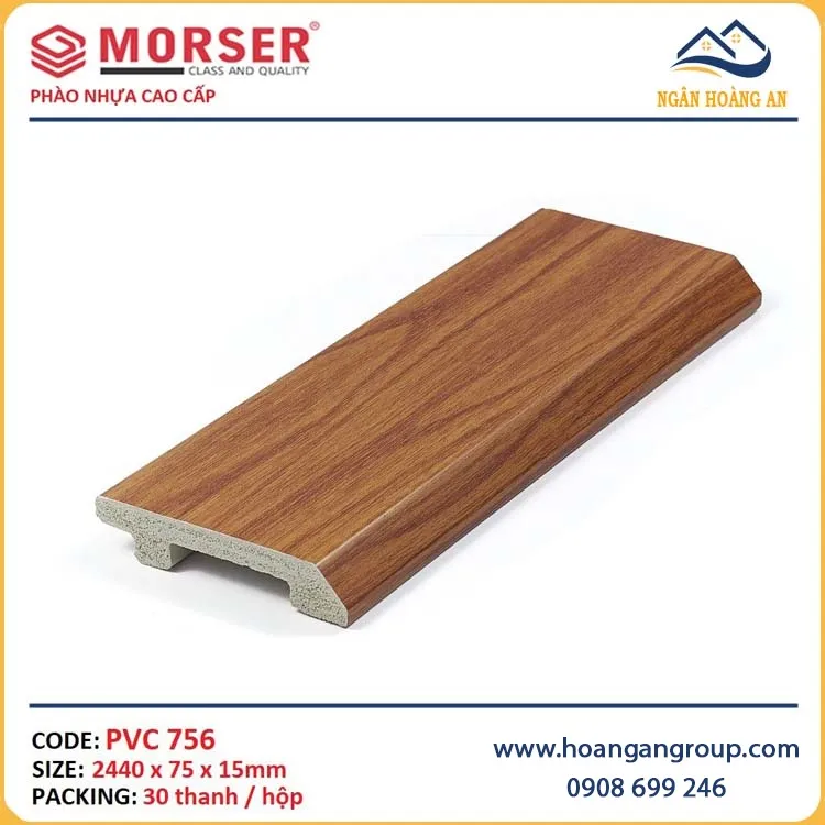 Len Chân Tường Nhựa Giả Gỗ Morser PVC756 Cao 75mm
