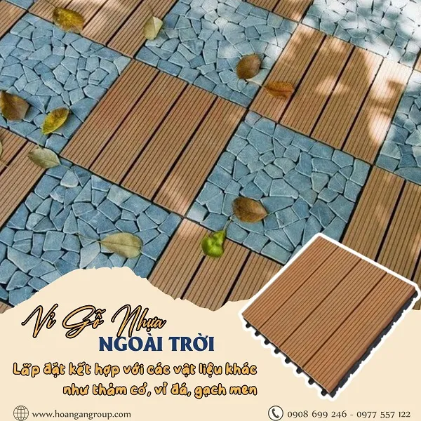 Lót Vỉ Gỗ Nhựa Ngoài Trời Kết Hợp Với Các Vật Liệu Khác