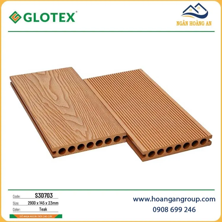 Lót Sàn Gỗ Nhựa Ngoài Trời Glotex S3D703 Teak Lót Sàn Gỗ Nhựa Ngoài Trời Glotex S3D703 Teak