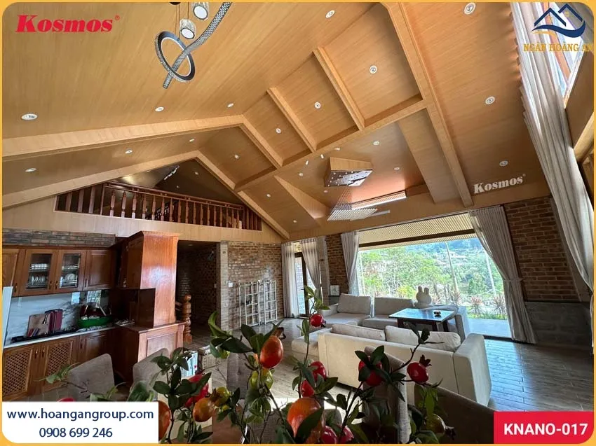 Tấm Nano Giả Gỗ Ốp Trần Vân Gỗ Sắc Nét Sang Trọng 