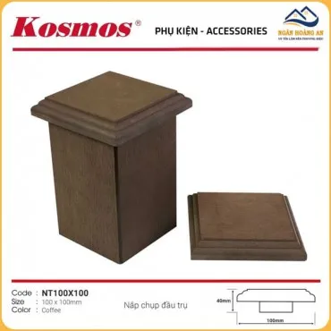 Nắp Chụp Đầu Trụ Pergola Gỗ Nhựa Ngoài Trời Kosmos NT100x100 Coffee