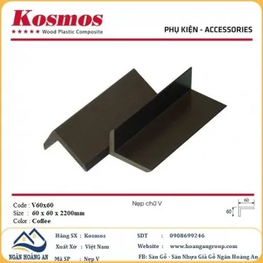 Nẹp Góc V Gỗ Nhựa Ngoài Trời Kosmos 60x60x2200mm Coffee