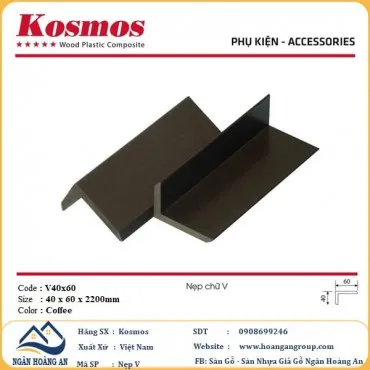 Nẹp Góc V Gỗ Nhựa Ngoài Trời Kosmos 40x60x2200mm Coffee
