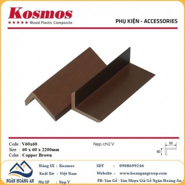 Nẹp Góc V Gỗ Nhựa Ngoài Trời Kosmos 60x60x2200mm Copper Brown