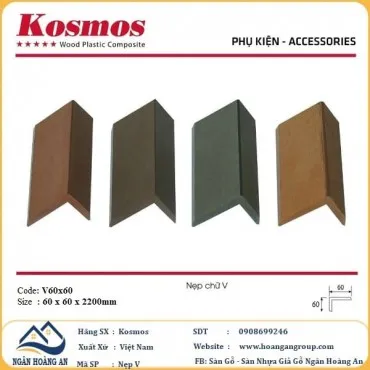 Nẹp Góc V Gỗ Nhựa Ngoài Trời Kosmos 60x60x2200mm