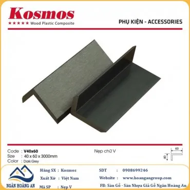 Nẹp Góc V Sàn Gỗ Nhựa Ngoài Trời Kosmos NG60x40 Dark Grey