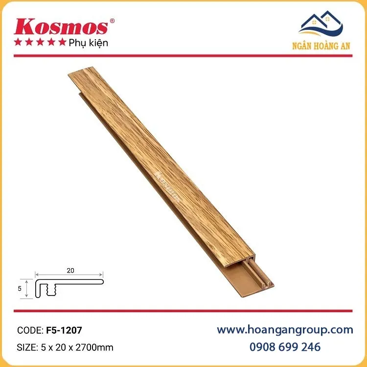 Nẹp F Kết Thúc Sàn Nhựa Giả Gỗ Kosmos F5-1207