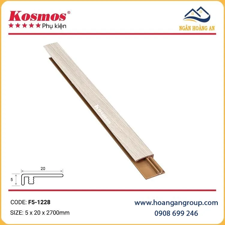 Nẹp F Kết Thúc Sàn Nhựa Giả Gỗ Kosmos F5-1228