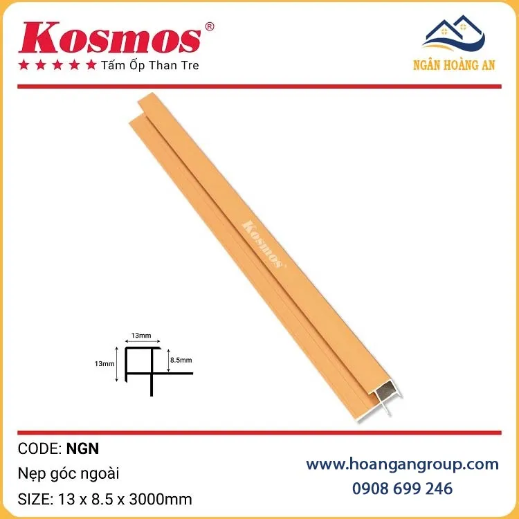 Nẹp Góc Ngoài Tấm Ốp Than Tre Kosmos Màu Vàng