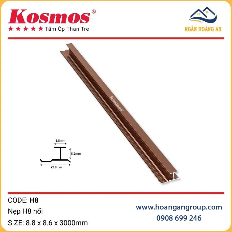 Nẹp H Rãnh Nối Tấm Ốp Than Tre Kosmos H12 Sâm Panh
