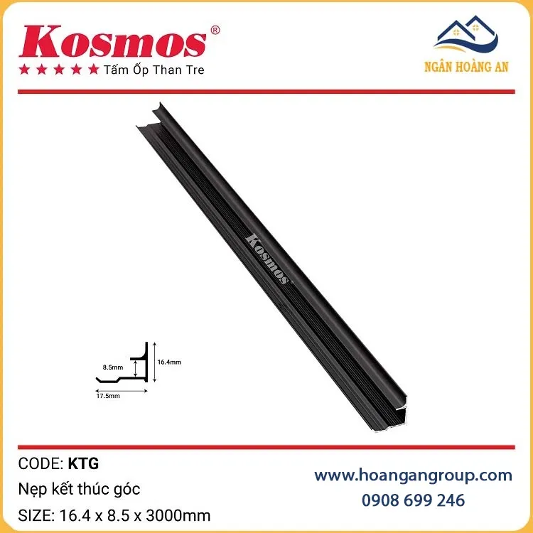 Nẹp Kết Thúc Góc Tấm Ốp Than Tre Kosmos Màu Đen