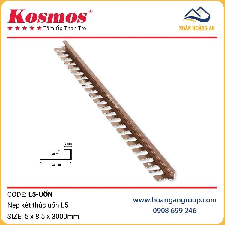 Nẹp Kết Thúc Uốn L5 Tấm Ốp Than Tre Kosmos Màu Sâm Panh