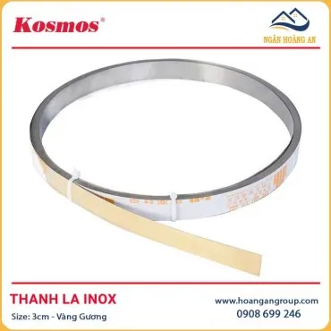 Thanh Nẹp La Inox Trang Trí 201 Màu Vàng Gương Kosmos 3cm