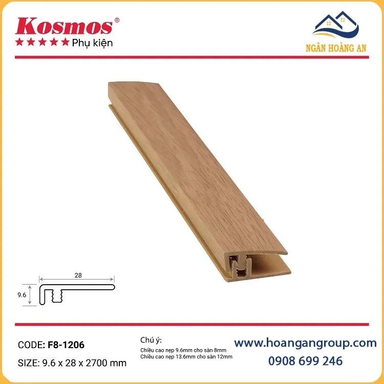 Nẹp Nhựa F Kết Thúc Sàn Gỗ Kosmos F8-1206