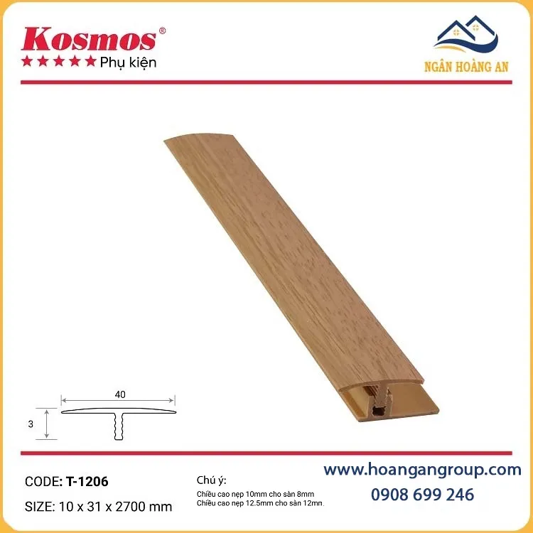 Nẹp Nhựa T Kết Nối Sàn Gỗ Sàn Nhựa Kosmos T-1206