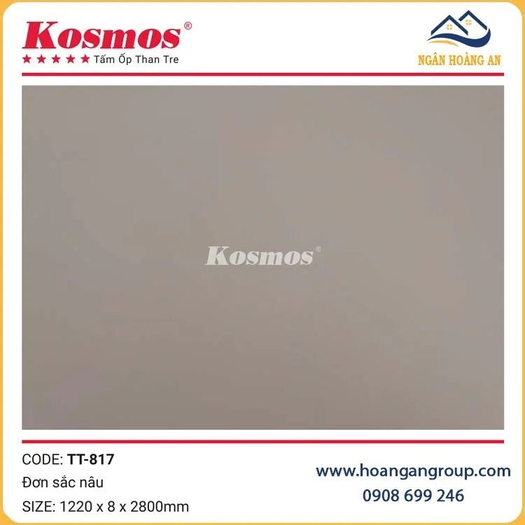 Tấm Ốp Đa Năng Sợi Than Tre Đơn Sắc Nâu Kosmos TT-817