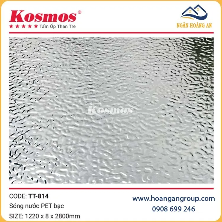 Tấm Ốp Than Tre Sóng Nước PET Bạc Kosmos TT-814