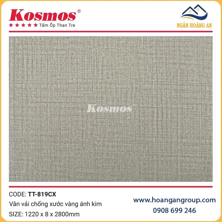 Tấm Ốp Than Tre Vân Vải Vàng Ánh Kim Kosmos TT-819CX