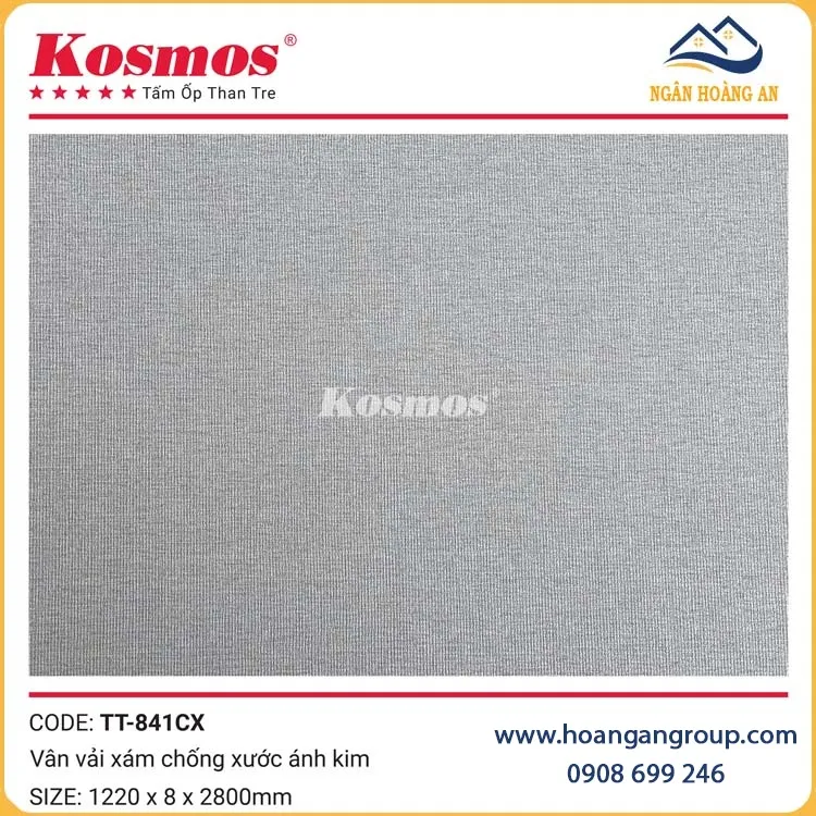 Tấm Ốp Than Tre Vân Vải Xám Ánh Kim Kosmos TT-841CX