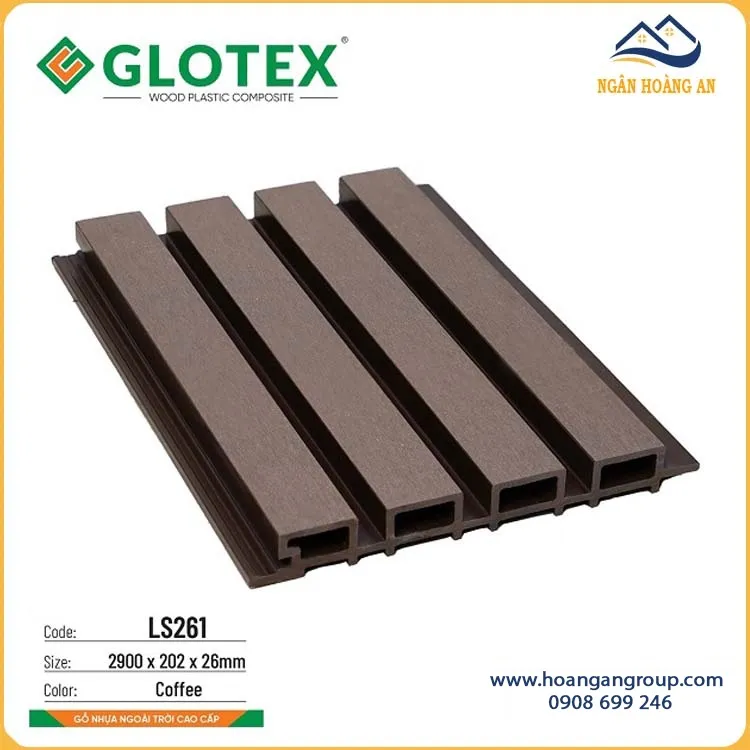 Ốp Trần Lam Sóng Gỗ Nhựa Ngoài Trời Glotex Coffee LS261 Ốp Trần Lam Sóng Gỗ Nhựa Ngoài Trời Glotex Coffee LS261