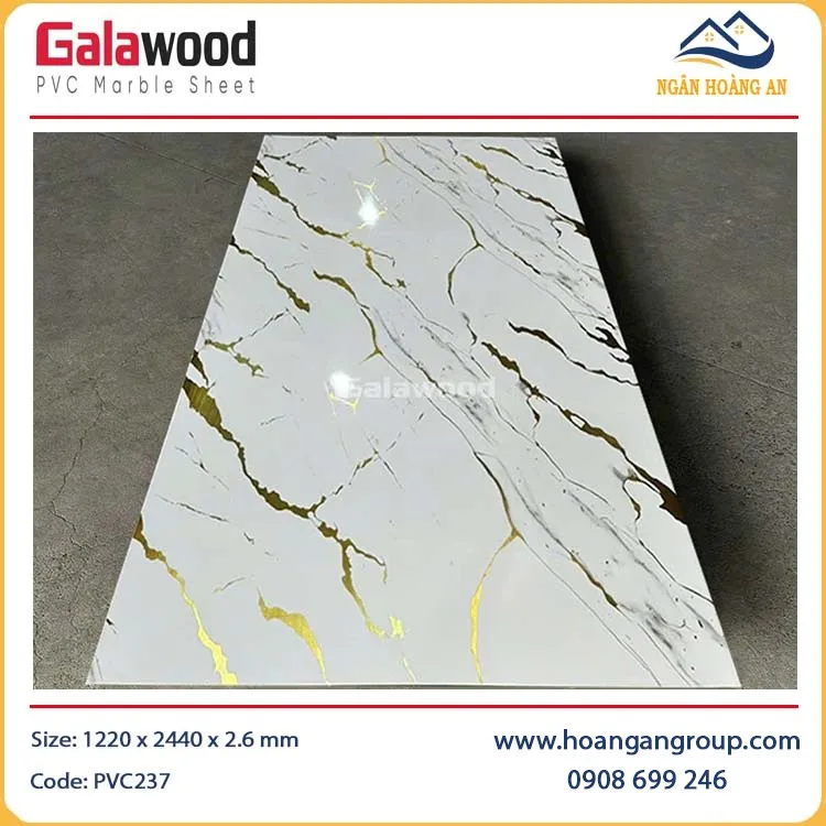 Tấm Nhựa Ốp Tường Giả Đá Dát Vàng Galawood PVC237