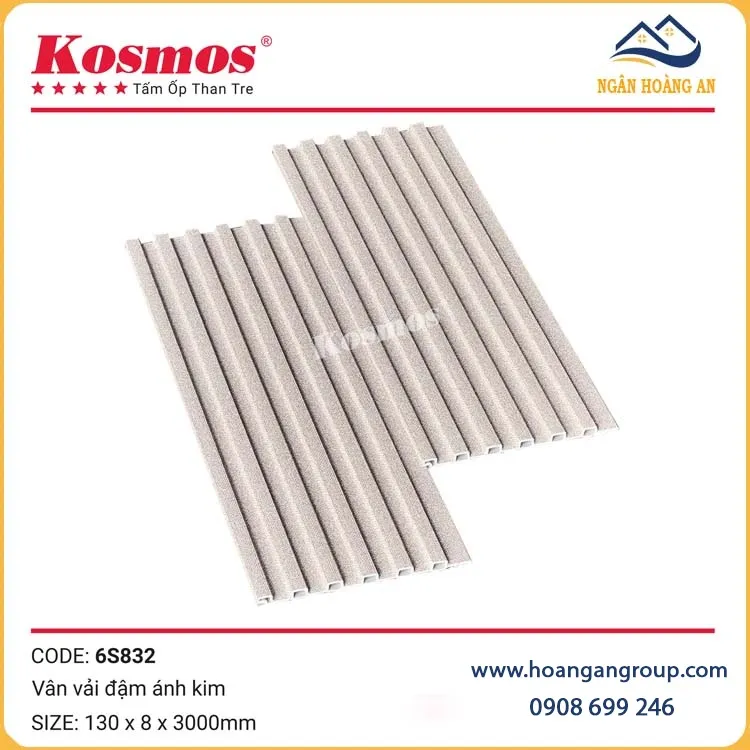 Tấm Ốp Lam Sóng Than Tre Kosmos 6S832 Vân Vải Ánh Kim
