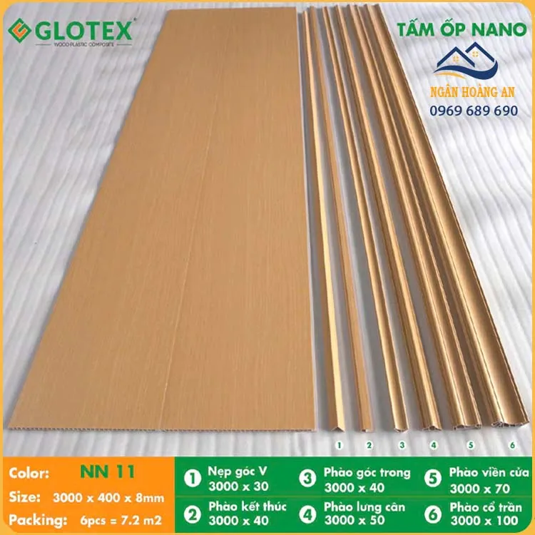 Ốp Tường Ốp Trần Nano Giả Vân Gỗ Glotex NN 11