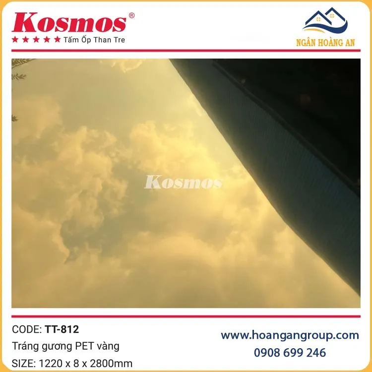 Tấm Ốp Tường Than Tre Kosmos TT-812 Tráng Gương PET Vàng Tấm Ốp Tường Than Tre Kosmos TT-812 Tráng Gương PET Vàng