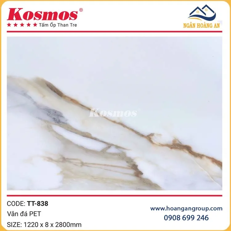 Tấm Than Tre Ốp Tường Vân Đá PET Kosmos TT-838