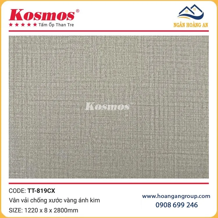 Tấm Ốp Than Tre Vân Vải Vàng Ánh Kim Kosmos TT-819CX