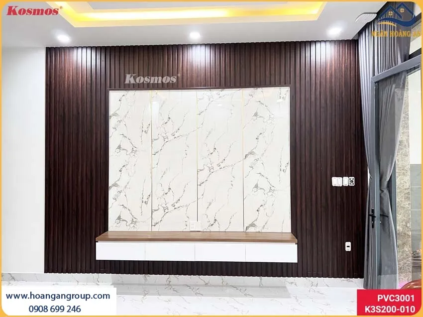 Thi Công Tấm PVC Giả Đá Vách Tivi Không Bám Bụi, Dễ Lau Chùi Thi Công Tấm PVC Giả Đá Vách Tivi Không Bám Bụi, Dễ Lau Chùi