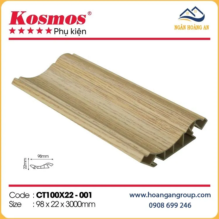 Phào Cổ Trần Nhựa Giả Gỗ Kosmos CT100x22-001 Phào Cổ Trần Nhựa Giả Gỗ Kosmos CT100x22-001