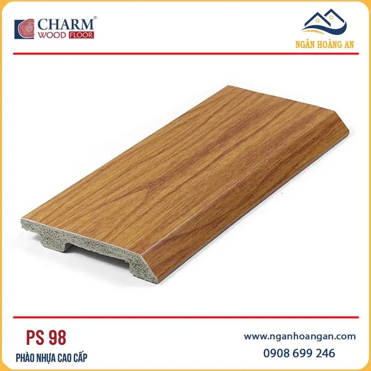 Phào Len Chân Tường Nhựa Giả Gỗ Charmwood PS98 Cao 90mm
