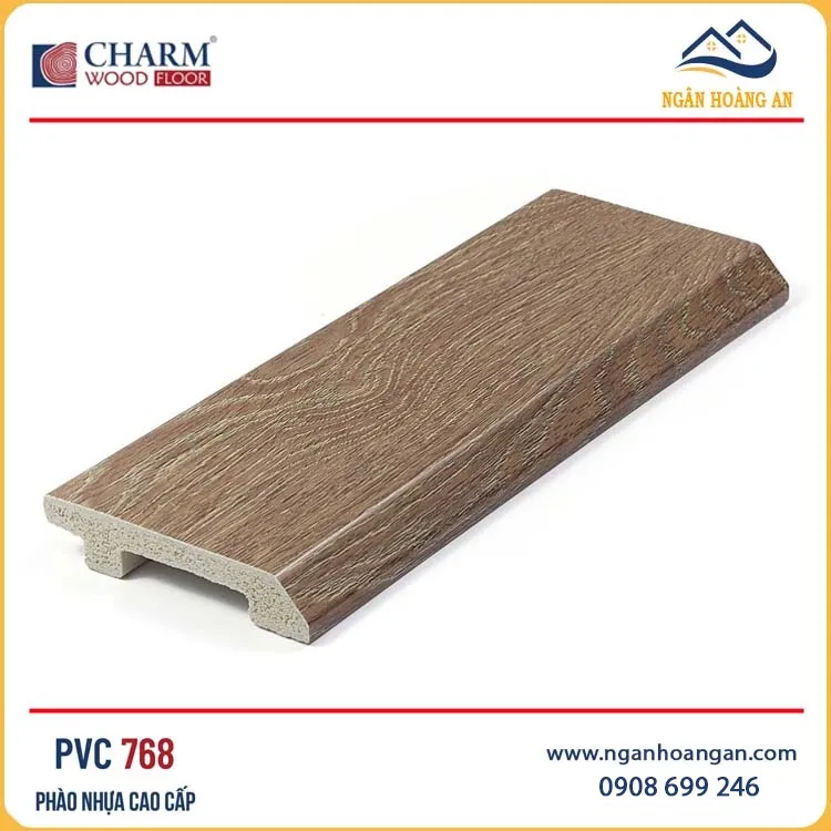 Phào Len Chân Tường Nhựa Giả Gỗ Charmwood PVC768 Cao 75mm