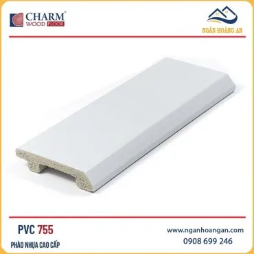 Phào Len Chân Tường Nhựa Màu Trắng Charmwood PVC755 Cao 75mm