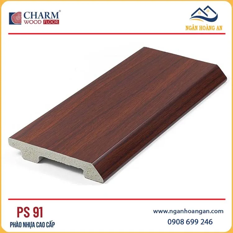 Phào Len Chân Tường Nhựa PVC Giả Gỗ Charmwood PS91 Cao 90mm