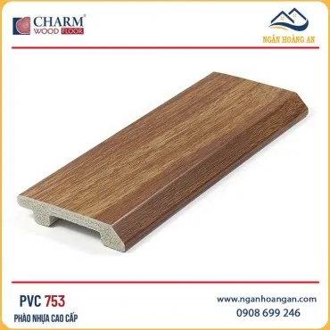 Phào Len Chân Tường Nhựa PVC Giả Gỗ Charmwood PVC753 Cao 75mm