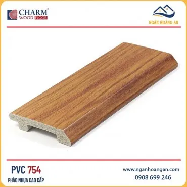 Phào Len Chân Tường Nhựa PVC Vân Gỗ Charmwood PVC754 Cao 75mm