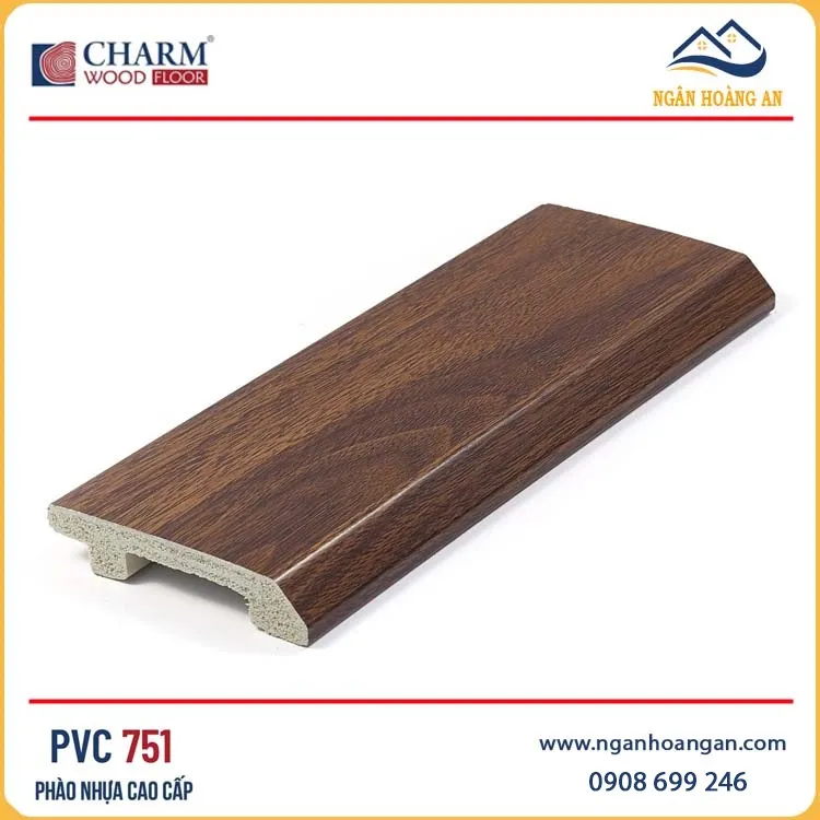 Phào Len Nhựa Chân Tường Giả Gỗ Charmwood PVC751 Cao 75mm