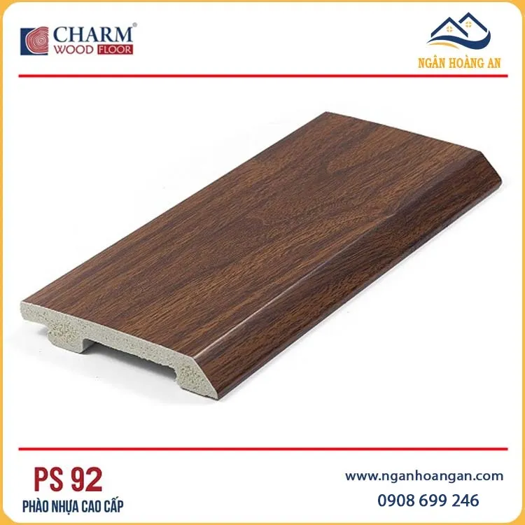 Phào Len Nhựa Chân Tường PVC Giả Gỗ Charmwood PS92 Cao 90mm