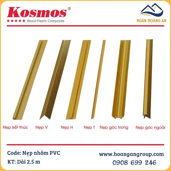 Phụ Kiện Nẹp Nhôm Tấm Ốp PVC Giả Vân Đá Kosmos Màu Vàng