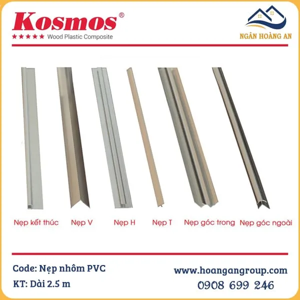 Phụ Kiện Nẹp Nhôm Tấm Ốp PVC Giả Vân Đá Kosmos Màu Bạc
