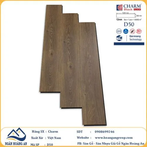 Sàn Gỗ Công Nghiệp Charm Wood D50 Dày 12mm