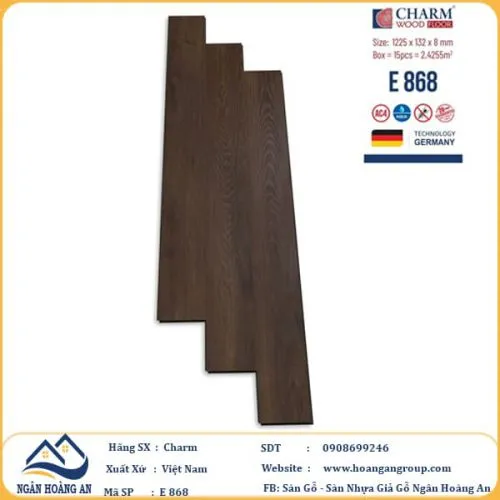 Sàn Gỗ Công Nghiệp Charm Wood E868 Dày 8mm
