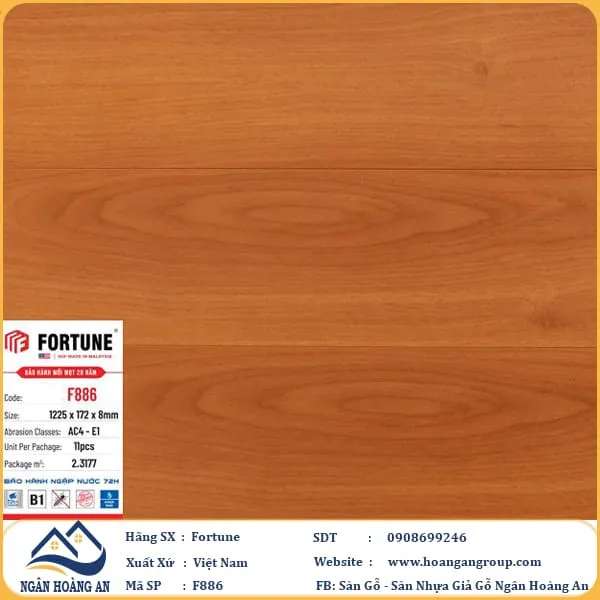 Sàn Gỗ Công Nghiêp Fortune F886 Dày 8mm Tại Quận 12 TPHCM