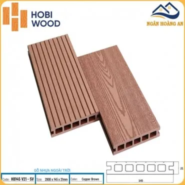 Sàn  Ngoài Trời HobiWood 5 Lỗ Vuông HB145 V21-5V Brown