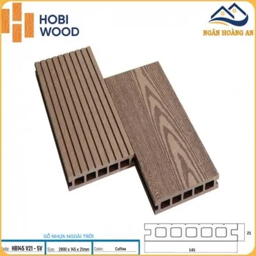 Sàn  Ngoài Trời HobiWood 5 Lỗ Vuông HB145 V21-5V Coffee