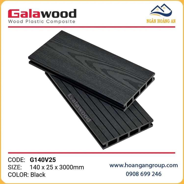 Sàn Ban Công Gỗ Nhựa Ngoài Trời Galawood G140V25 Black