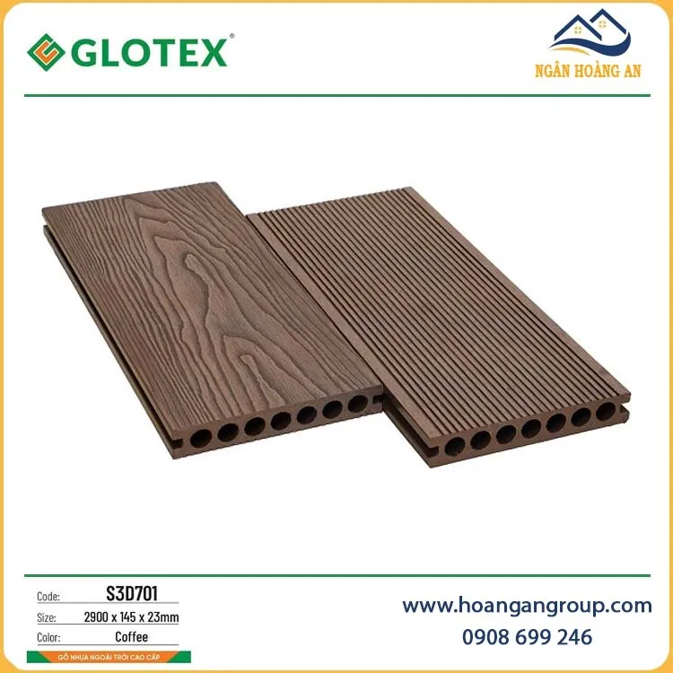 Sàn Ban Công Gỗ Nhựa Ngoài Trời Glotex S3D701 Coffee