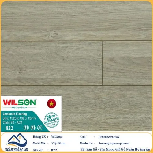Sàn Gỗ Công Nghiệp Wilson 822 12mm